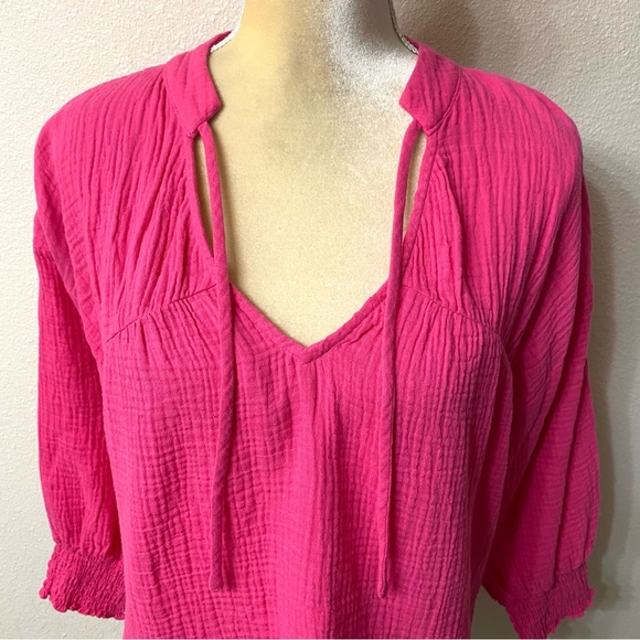 Evereve Eleanor Smocked Gauze Top Size Small - Picture 5 of 12